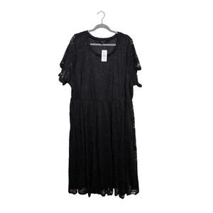 New Torrid Dress Women's 5 Black Lace Short Sleeve Fit Flare Mid